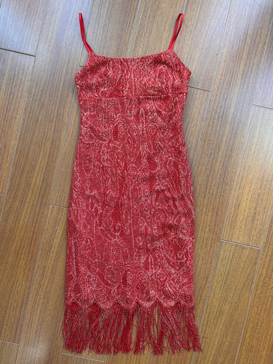 Forever 21 Dresses & Skirts - Forever21 Vintage Red Sparkle Fringe Slip Dress S